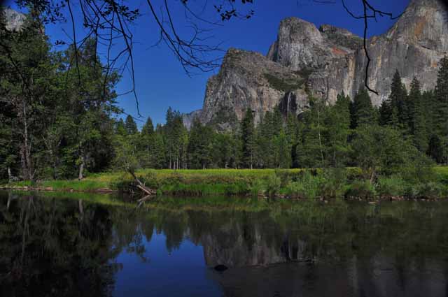 reflection of mountains in merced river